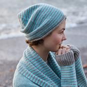 Aqua Merino Cashmere Striped Beanie image