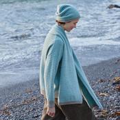 Aqua Merino Cashmere Striped Scarf image