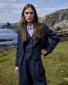 Navy Houndstooth Anna Merino Wool Waistcoat image