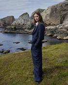 Navy Houndstooth Alannah Pleated Merino Wool Trousers image