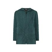Green Siobhan Hooded Zip Aran Cardigan