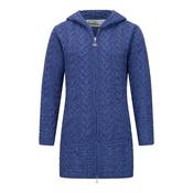 Blue Marl Aran Cardigan with Hood