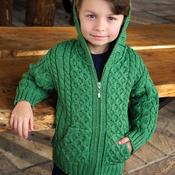 Green Marl Kids Unisex Hooded Zip Cardigan