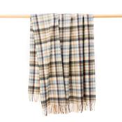 Blue &amp; Cream Check Lambswool Blanket