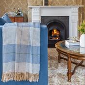 Tan Check Lambswool Blanket
