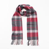 Charcoal Silver Red Check Merino Wool Scarf