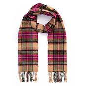 Pink &amp; Camel Check Merino Wool Scarf