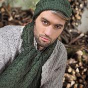 Army Green Merino Wool Honeycomb Aran Scarf image