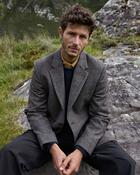 Grey &amp; Brown Windowpane James Classic Merino Wool Tweed Jacket