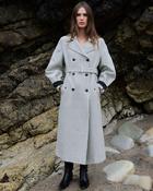 White &amp; Black Windowpane Kate Merino Lambswool Trench Coat image