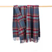 Denim &amp; Rust Red Plaid Large Irish Shetland Wool Blanket image