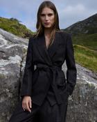 Brown Houndstooth Laoise Belted Merino Wool Jacket image