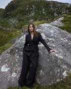 Brown Houndstooth Alannah Pleated Merino Wool Trousers image