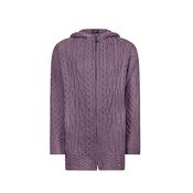 Lavender Siobhan Hooded Zip Aran Cardigan