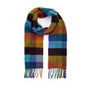 Mustard Orange Blue Herringbone Merino &amp; Cashmere Scarf