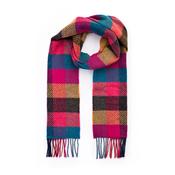 Pink Coral Teal Herringbone Merino &amp; Cashmere Scarf