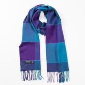 Blue and Purple Check Merino Wool Scarf