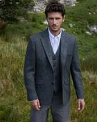 Charcoal Herringbone Oisin Slim Fit Merino Wool Tweed Jacket image