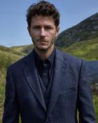Navy Herringbone Oisin Slim Fit Merino Wool Tweed Jacket image