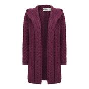 Purple Aran Cardigan with Hood