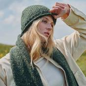 Green Roll Hem Aran Beanie