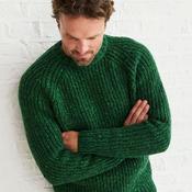Green Nepped Crew Neck Wool Sweater