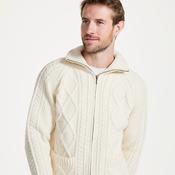 Natural Unisex Hand Knit Aran Cardigan