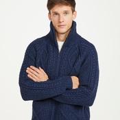 Navy Unisex Hand Knit Aran Zip Cardigan