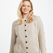 Oatmeal Unisex Hand Knit Button Aran Cardigan