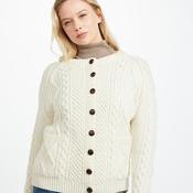Natural Unisex Hand Knit Button Aran Cardigan