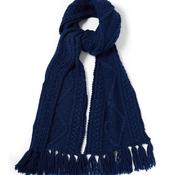 Navy Hand Knit Aran Scarf image