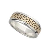Sterling Silver &amp; 10K Gold Gents Trinity Knot Ring