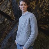 Silver Geelong Lambswool Aran Sweater image