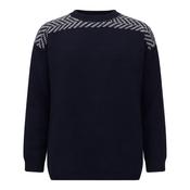 Navy &amp; Ivory Herringbone Crew Neck Sweater