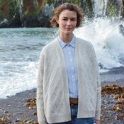 Oatmeal Wool Cashmere Diamond Stitch Open Cardigan