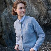 Ice Blue Fleck Merino Cropped Raglan Cardigan