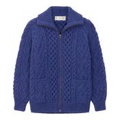 Blue Unisex Hand Knit Full Zip Sweater