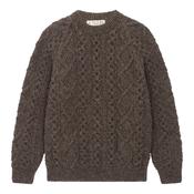 Brown Unisex Hand Knit Crew Neck Aran Sweater