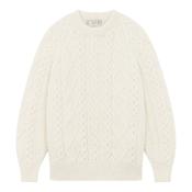 Natural Unisex Hand Knit Crew Neck Aran Sweater