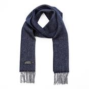 Navy &amp; Charcoal Herringbone Merino &amp; Cashmere Scarf image