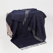Navy &amp; Charcoal Herringbone Merino &amp; Cashmere Blanket image