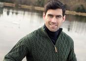 Green Half Zip Cable Sweater image