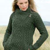 Army Green Trinity Knot Side Zip Cable Cardigan