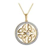 14K Gold Diamond Four Trinity Knot Necklace