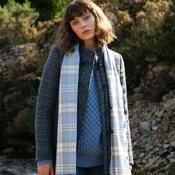 Baby Blue Check Merino Wool Scarf