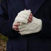 Natural Hand Knit Wool Fingerless Gloves