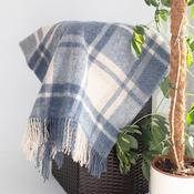 Blue &amp; Cream Check Large Wool Blanket image