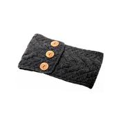 Charcoal Aran Knitted Headband with Buttons