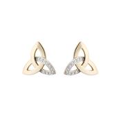 14K Trinity Knot Stud Earrings with Diamonds, Yellow Gold