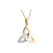 14K Diamond Trinity Knot Pendant, Yellow Gold